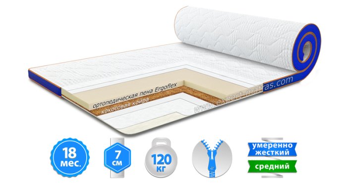 Матрас топпер FLEX 2in1 KOKOS / ФЛЕКС 2в1 КОКОС 120х190 см